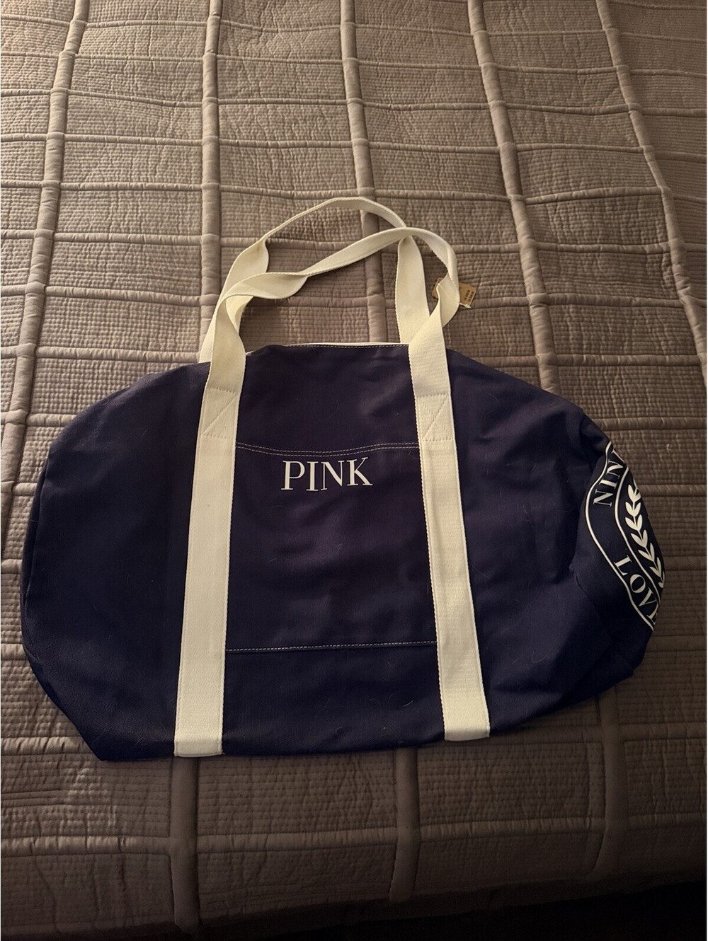PINK Model Women’s Zip Duffle Gym & Training Bag Blue/White O/S Logo